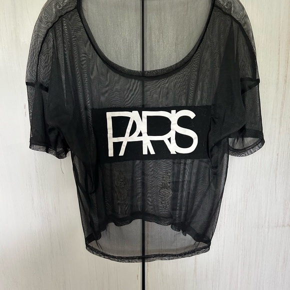 HAODUOYI Paris Sheer Tee Sz XL Perfect over fitted dress or off shoulder - Picture 2 of 5